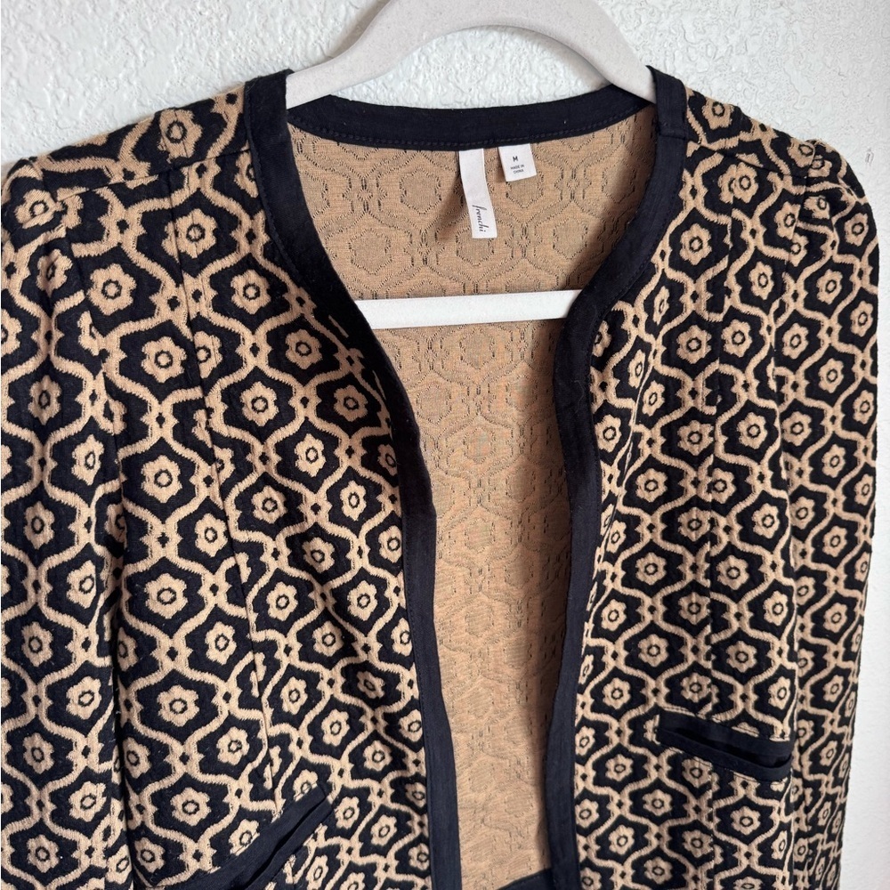 Frenchi Cropped Geometric Print Open Cardigan Top - Picture 5 of 6